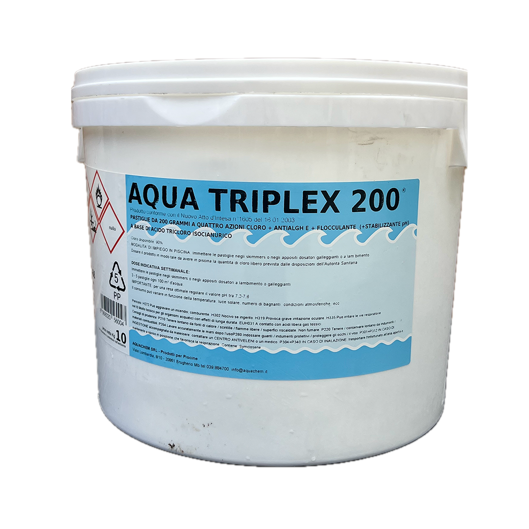 TRICLORO MULTIFUNZIONE IN PASTIGLIE DA 200 GR " AQUA TRIPLEX"